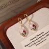 Elegant French Pink Flower Enamel Stud Earrings