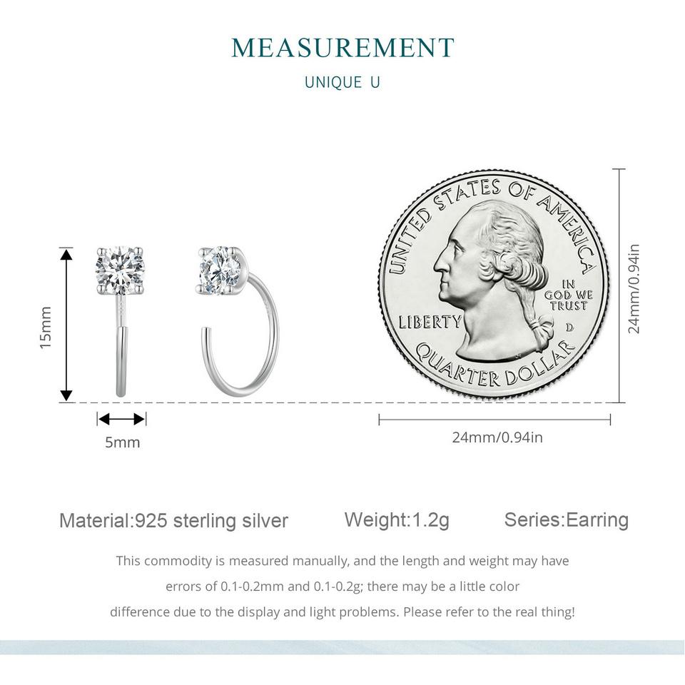Bisaer CZ-Ohrstecker, 925er Sterlingsilber, vergoldet, runde Zirkonia, hypoallergen, 4 Farben