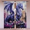 2 Panels Purple Dragon Curtains Fantasy Castle Printed Drapes Polyester Living Room Bedroom Home Decor