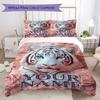 Custom Name White Tiger Roses Bedding,Quilt Set Quilt Cover Pillowcase Home Birthday Gift(1 * Duvet Cover + 2 * Pillowcase, Without Core)_lx