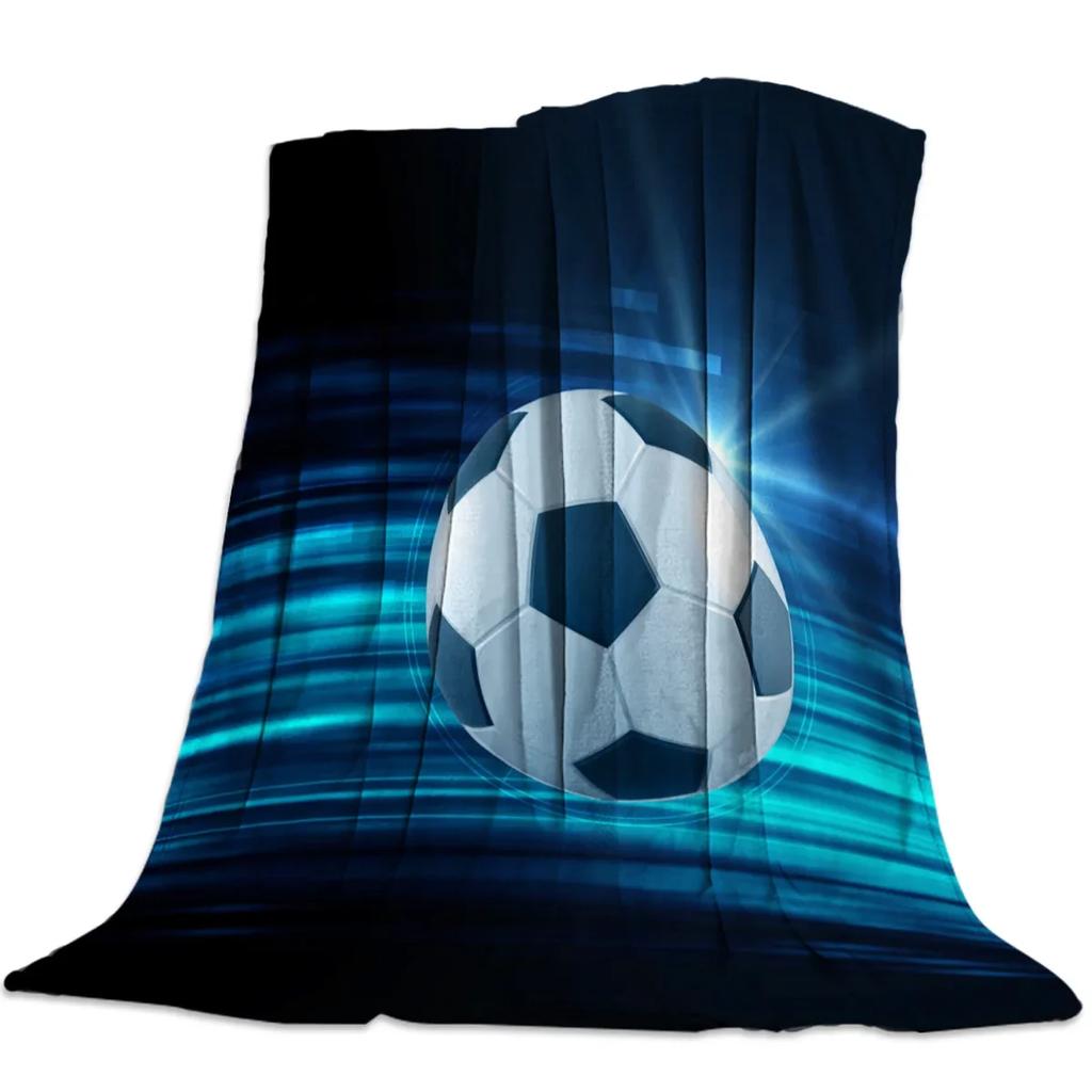 Soccer Ball Sport Football Print Blankets Coverlet Throw Cover Fleece Comfort Warm Flannel Blanket for Indoor Couch Home Decor