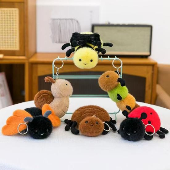 Cuddly Insect Plush Keychain Soft Stuffed Animal Keyring Emotional Support Toy for Stress Relief And Comfort Playful Cuddle Buddy for Kids