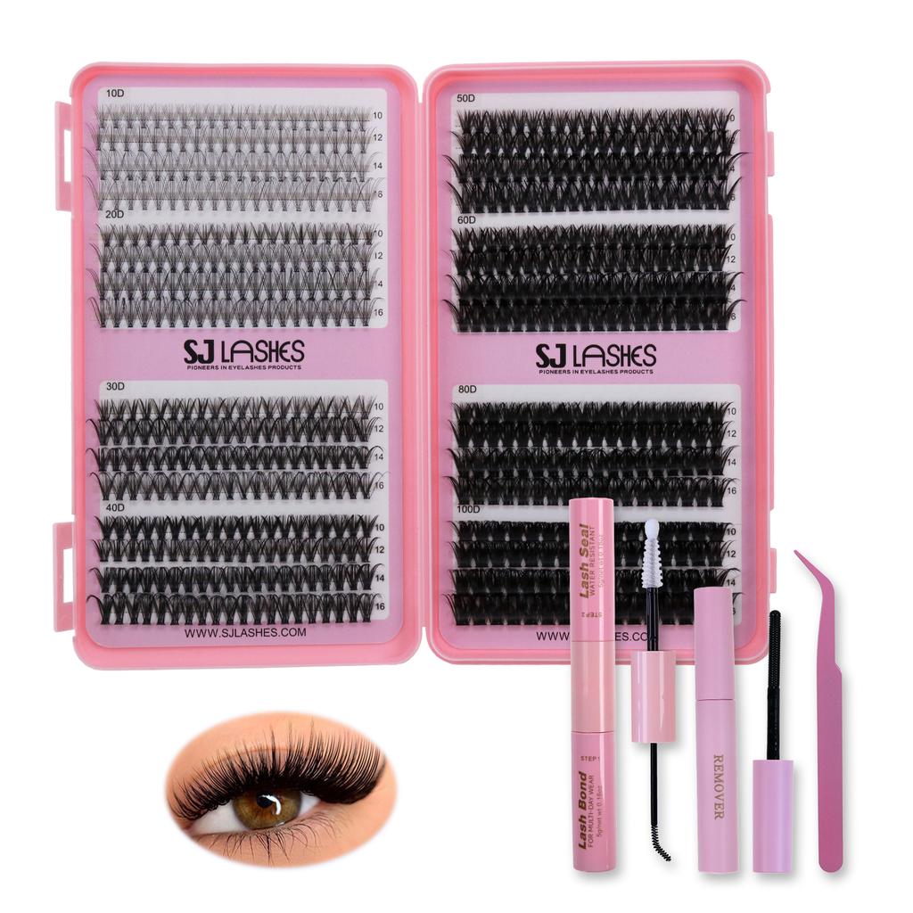Hot-Selling DIY Eyelash Extension Kits 32 Rows Hot-Melt Hair Thick 30D 40D Single Cluster False Eyelashes Eyelashes
