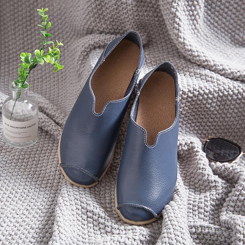 Boat Shoes For Women Large Size Leather Womens Shoes Hard -Wearing Soft Flat Shoes Ladies Spring