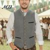 Men Oktoberfest Waistcoat Vest, Traditional Costume Waistcoat, Stand-Up Collar Button-up Vintage European Style Formal Vest Gilet, Retro