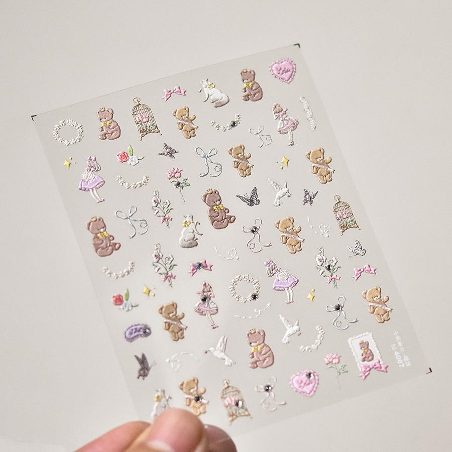 Bear Bright Crystal Nail Stickers Cute Stickers DIY Creative Decoration