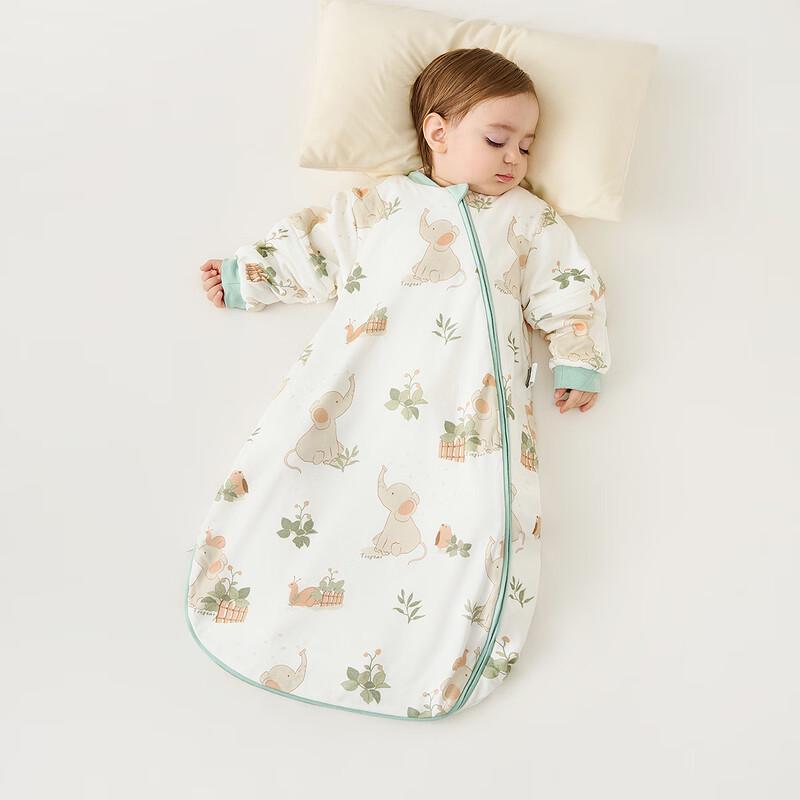TONGTAI Baby Pure Cotton Thermostatic Double-Layer Long Sleeve Anti-Kick Sleeping Bag