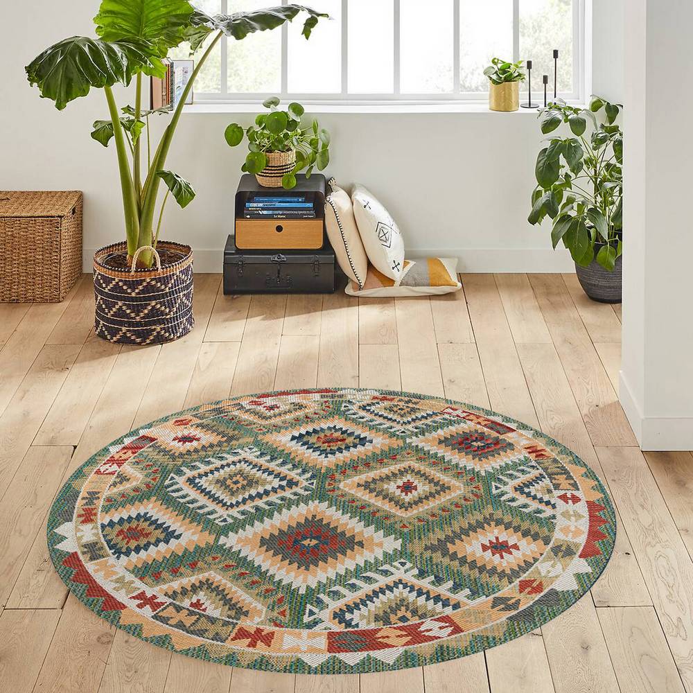 

Rovigo Home Моющийся круглый ковер с принтом RHM7162 100x100 зелёный