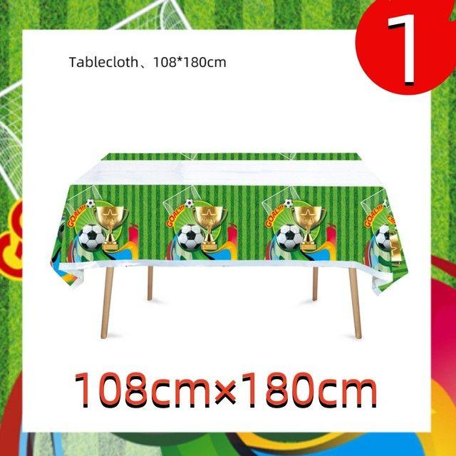 Green Football-themed Birthday Party Tableware Set - Disposable Paper Plates, Cups, Knives, Forks, Spoons and Straws