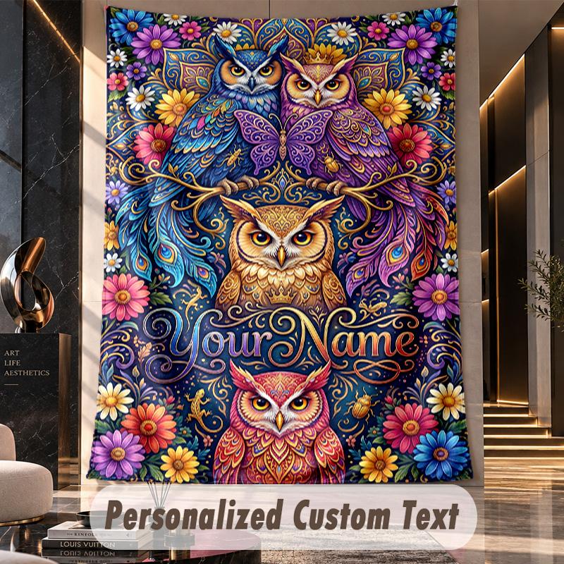 Colorful Mandala Patterns 2 Theme Wall Tapestry Customized With Name Text Personalized Hanging Tapestry For Bedroom Living Room Decor