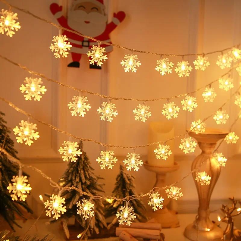 Christmas Lights Fairy Lights Snowflake String Light Battery Operated Snowflake for Bedroom Garden Wedding Birthday Decoration