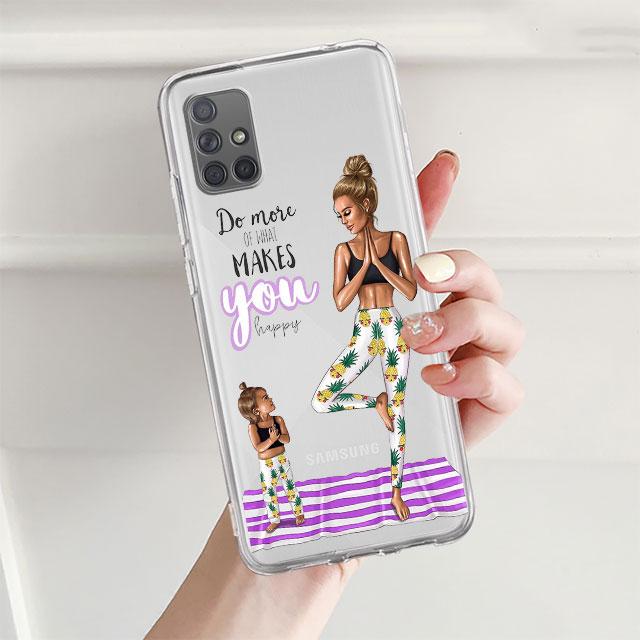 Przezroczyste etui na Samsung Galaxy A52 A12 A51 A32 A21s A71 A32 A22 50 A70 A31 A72 5G Pokrowiec na telefon Super Mama Dziecko