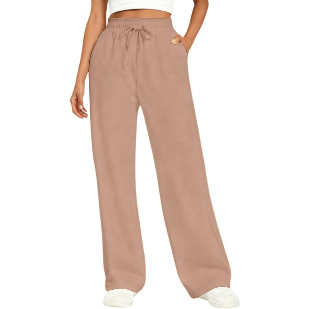 Pantaloni da jogging casual unisex a vita alta elasticizzati a gamba larga con coulisse