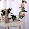 Ghirlande di Fiori Artificiali in Seta Rosa: Copertura Tubo Condizionatore in Rattan da Interno & Fiori Decorativi in Plastica Avvolgenti