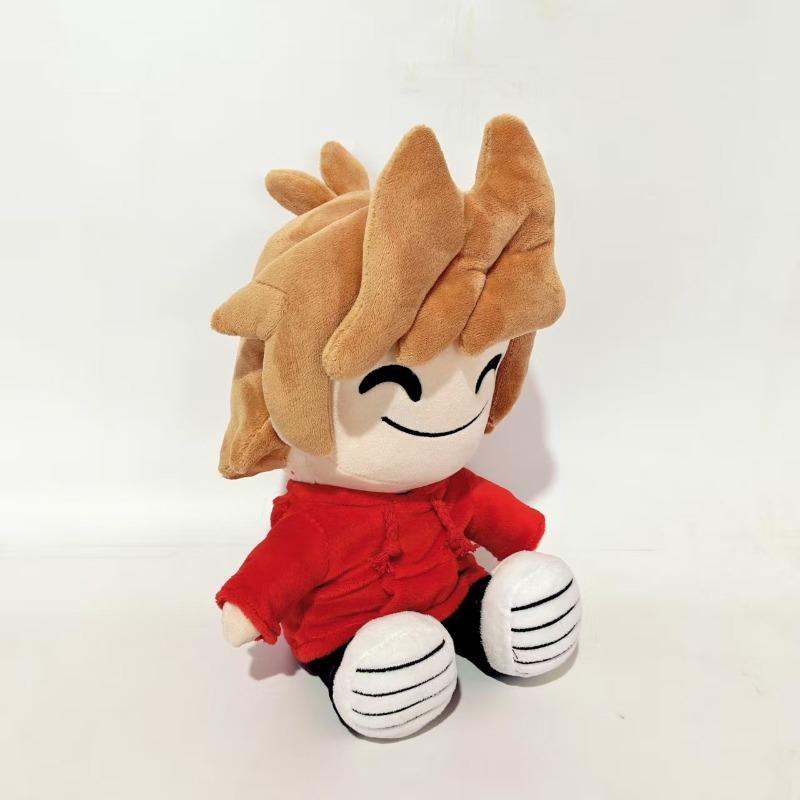 Peluche Tord di Eddsworld Carino 23cm Personaggio Carino Seduto Bambola di Peluche Felpa Rossa Morbido Peluche Decorazione Divano di Casa Regalo per Collezionisti di Cartoni Animati Fumetti Fan