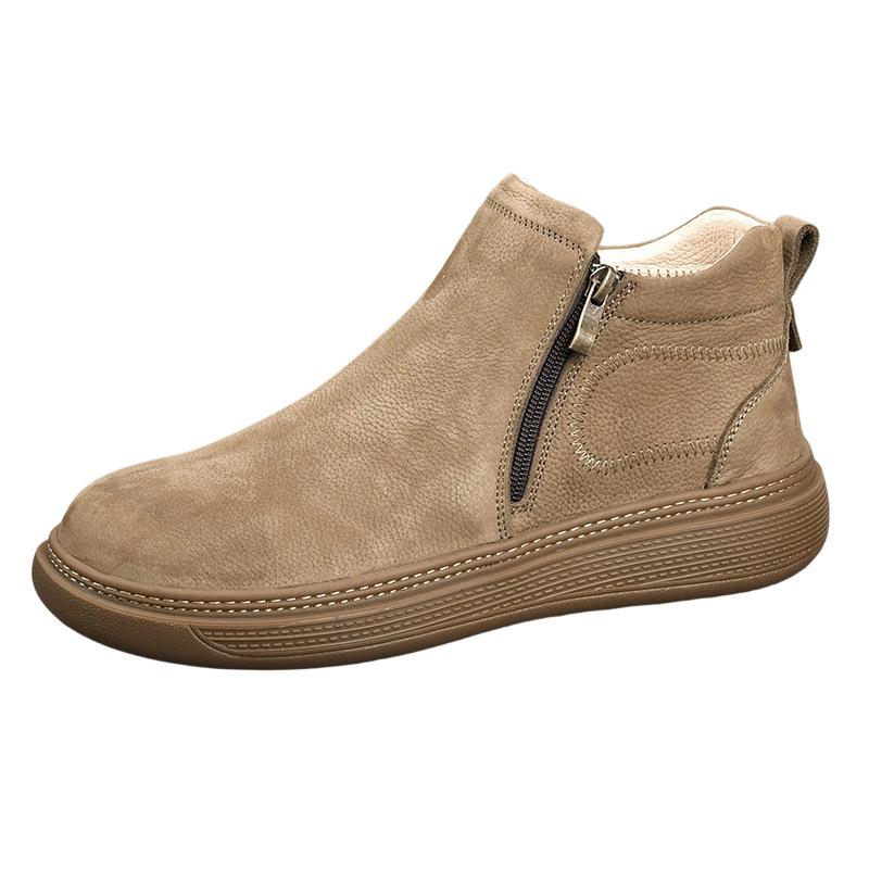 Men`s Winter Leather Boots - Anti-Slip