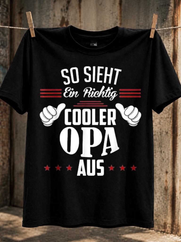 Cooler Opa Thumbs Up Icons With Red Stars And Bold Gerunisex Lettering Proud Grandpa Humor Theme Unisex All Tshirt