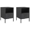 Nightstands 2 pcs. Black 36 x 39 x 50.5 cm Steel