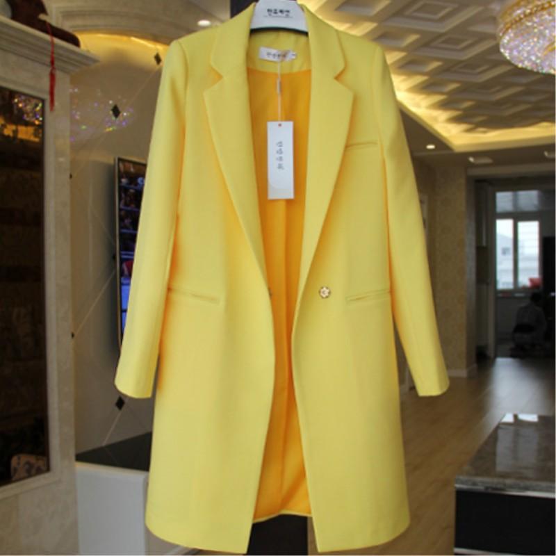 Women's Spring and Fall Korean Style In The Long Section of The Suit Jacket Long-sleeved Thin Straight Coat