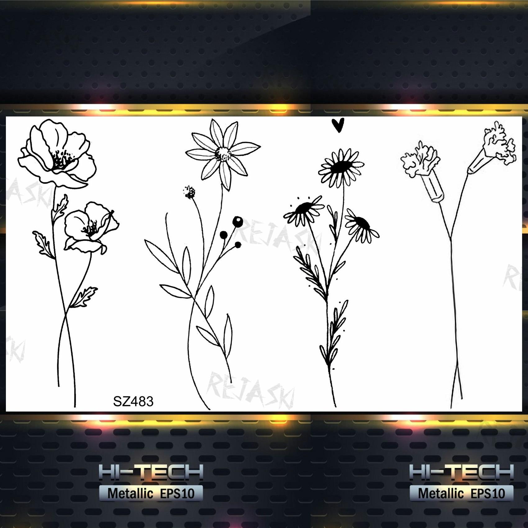 

Маленькие временные татуировки с цветком мака для женщин и взрослых, лаванда, реалистичные поддельные татуировки, наклейки, боди-арт, переводные татуировки с водой