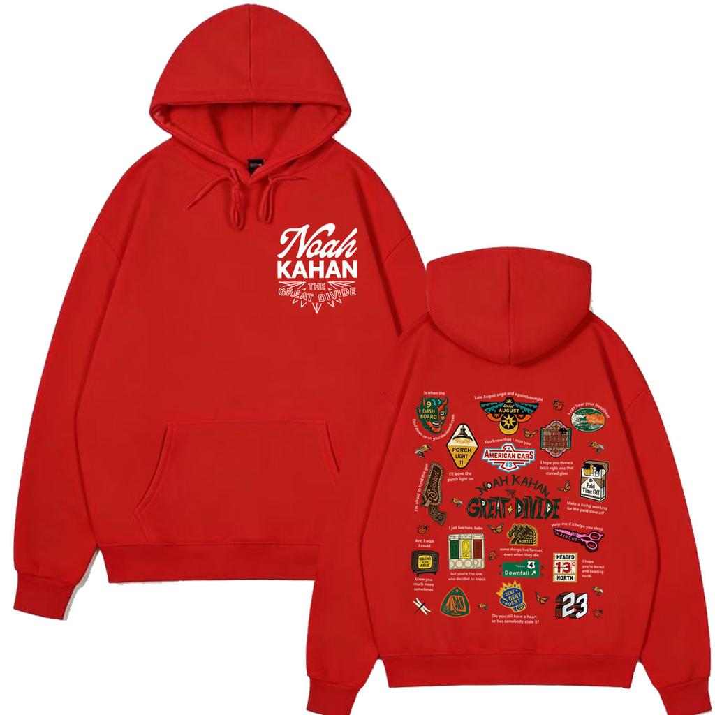 Noah Kahan The Great Divide Tour Grafikdruck Hoodie Herren Damen Mode Sweatshirt Langarm Freizeit Hip-Hop Pullover