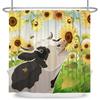 Fresh Pastoral Style Bathroom Shower Curtains Sunflower Calf Bathtub Bathroom Waterproof Curtain With Hooks Polyester Curtains