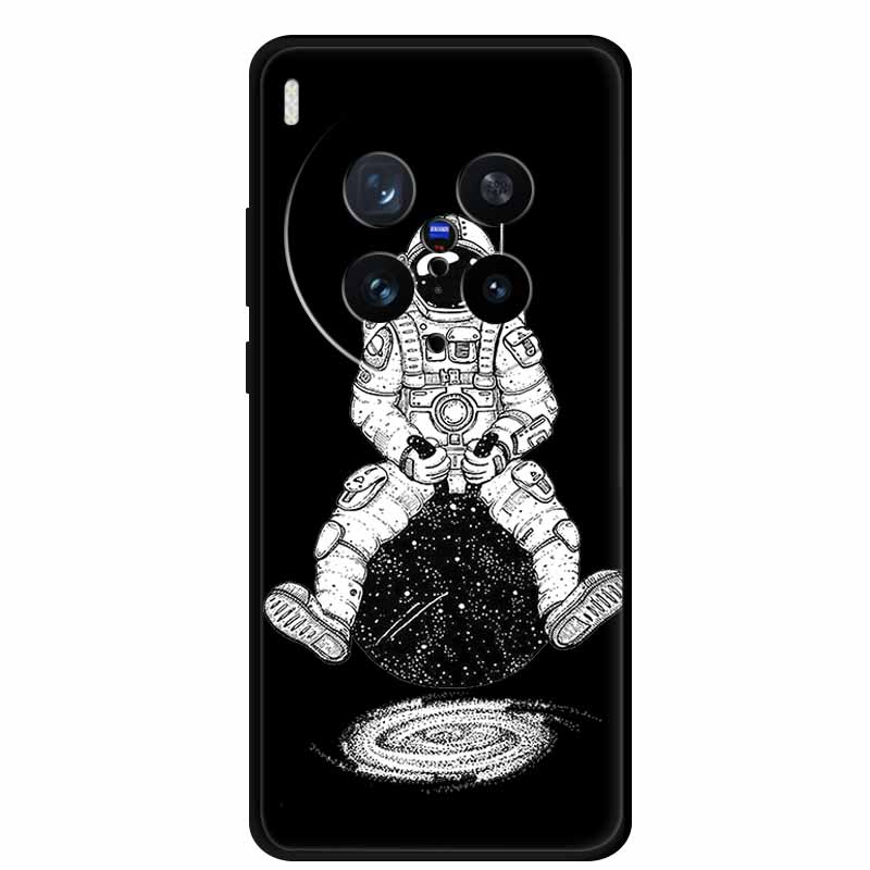 Black Silicone Case For Vivo X300 Pro 2025 Case Cartoon Cat Soft Back Cover For Vivo X300 5G Phone Case X 300 Pro Coque Funda