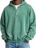 2025 European & American Men's Solid Color Hooded Sweatshirt - Three-Button, Loose Fit, Long Sleeve Jacket for Spring & Autumn