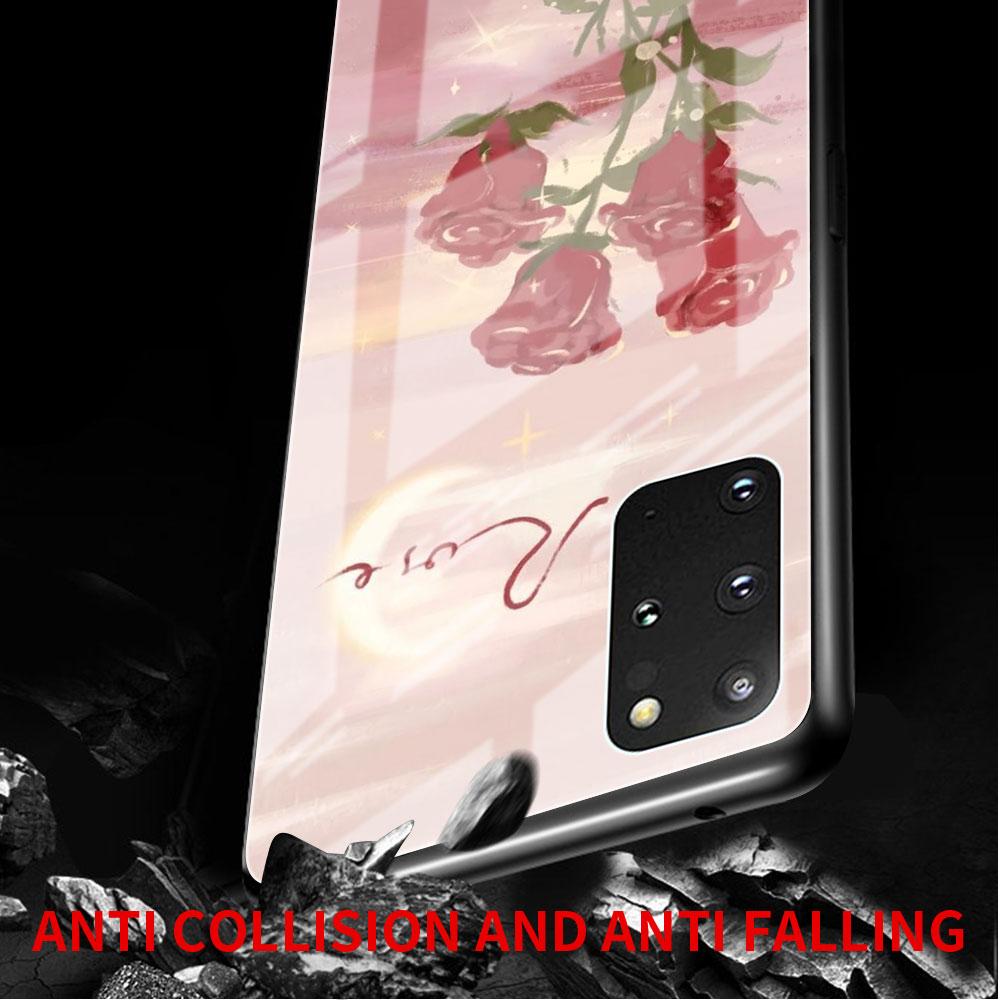 Flower Cute Glass Case For Samsung Galaxy S22 S20 FE S21 Plus Phone Cover S10 5G S9 Note 20 Ultra 10 Lite Shell