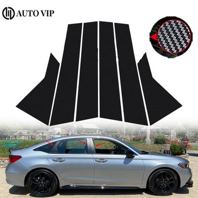 6 ks/sada Kryty sloupků dveří a oken vozu Leskle černé Dekorační samolepka Vnější díly auta pro Honda Civic Sedan