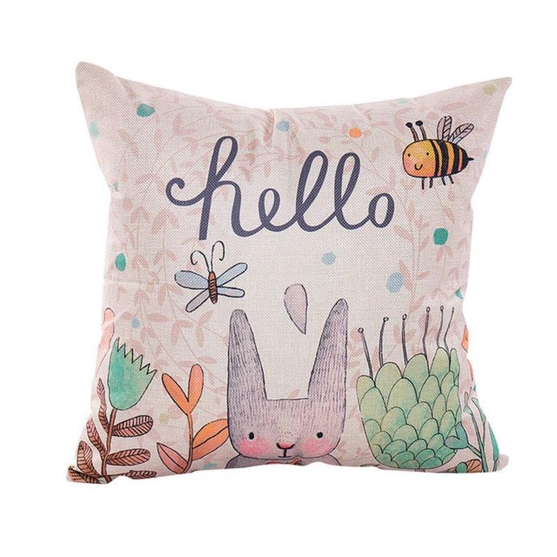 1PC Pillowcase 45x45cm Happy Easter Decorations  Home Easter Rabbit  Pattern Pillow Cover Wedding