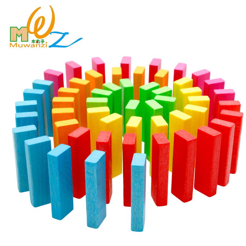 Children's Colorful Wooden Stacking Blocks Set - 54 Pieces Educational Toy