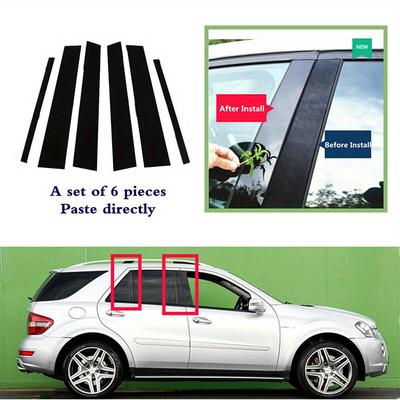 6 stuks Geschikt voor Mercedes ML-Klasse W164 2006 2007 2008 2009 2010 2011 Glanzend Zwarte Stijlposten Deur Zijruit Decoratie Sierlijst Afdekking