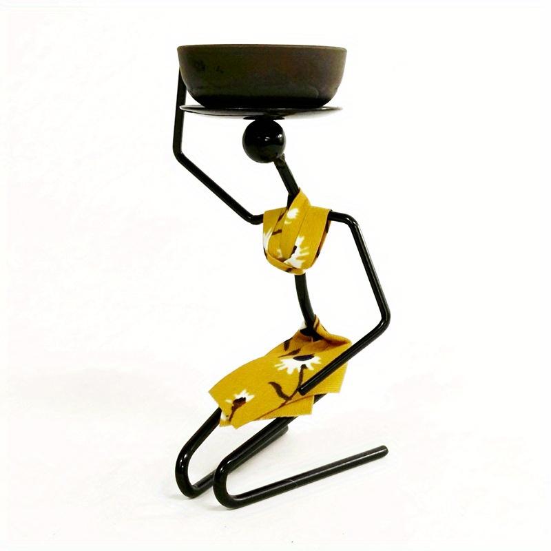 1Pc Black Kneeling Girl Dining Table Candlestick Ornament