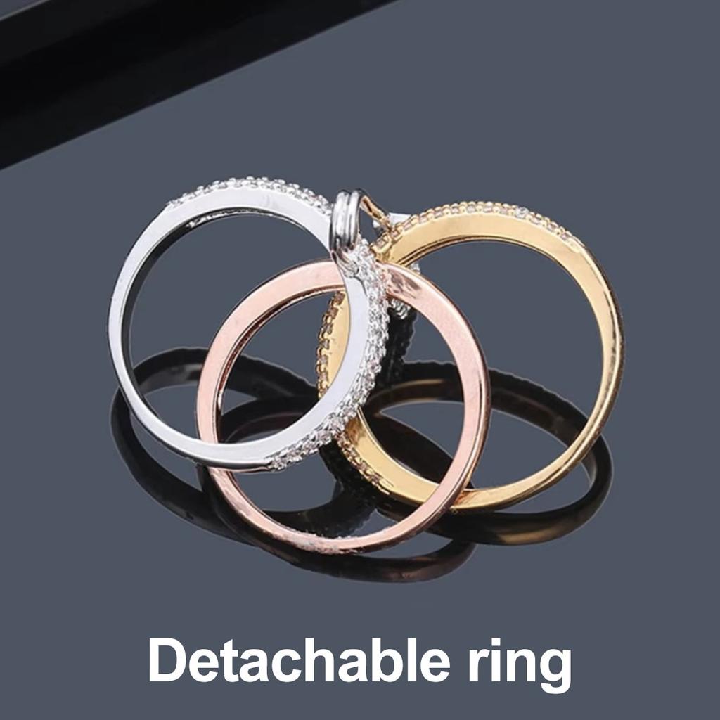 Anello Triplo da Donna, Design Spilla da Balia, Zirconia, Multicolore, Misura 6