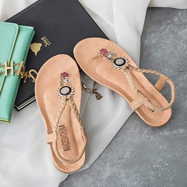 Sandali Bohemia Dolci da Donna con Perline in Pregiato Materiale PU Artificiale