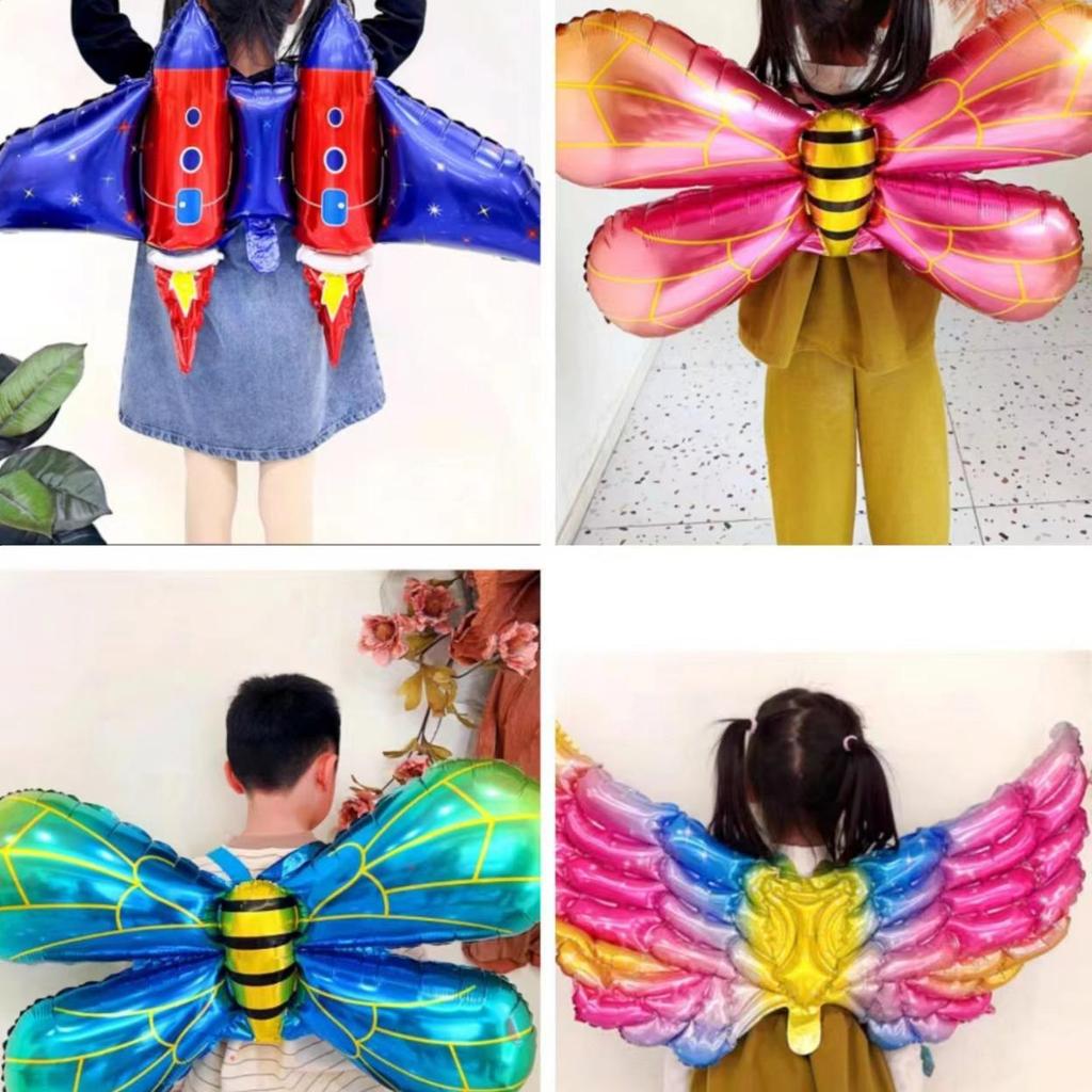 Children's Day First Birthday Bee Rocket Balloon Angel Ornament & Butterfly Wings Outdoor Photography Decoration