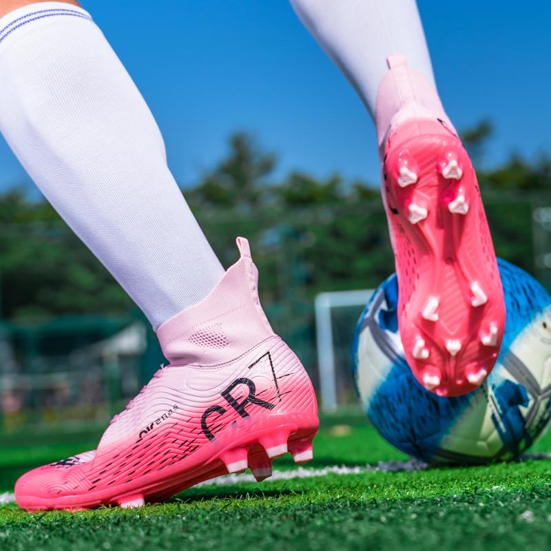 Pink Soccer Shoes Men Kids Professional Society Original Football Boots Outdoor Non-Slip Futsal Trainning Sneakers Size 33-46