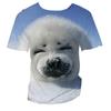 3D Seal Marine Animal Print Kids Crew Neck Short Sleeve Tee Loose Fit Outdoor Play Daily Leisure Outfit