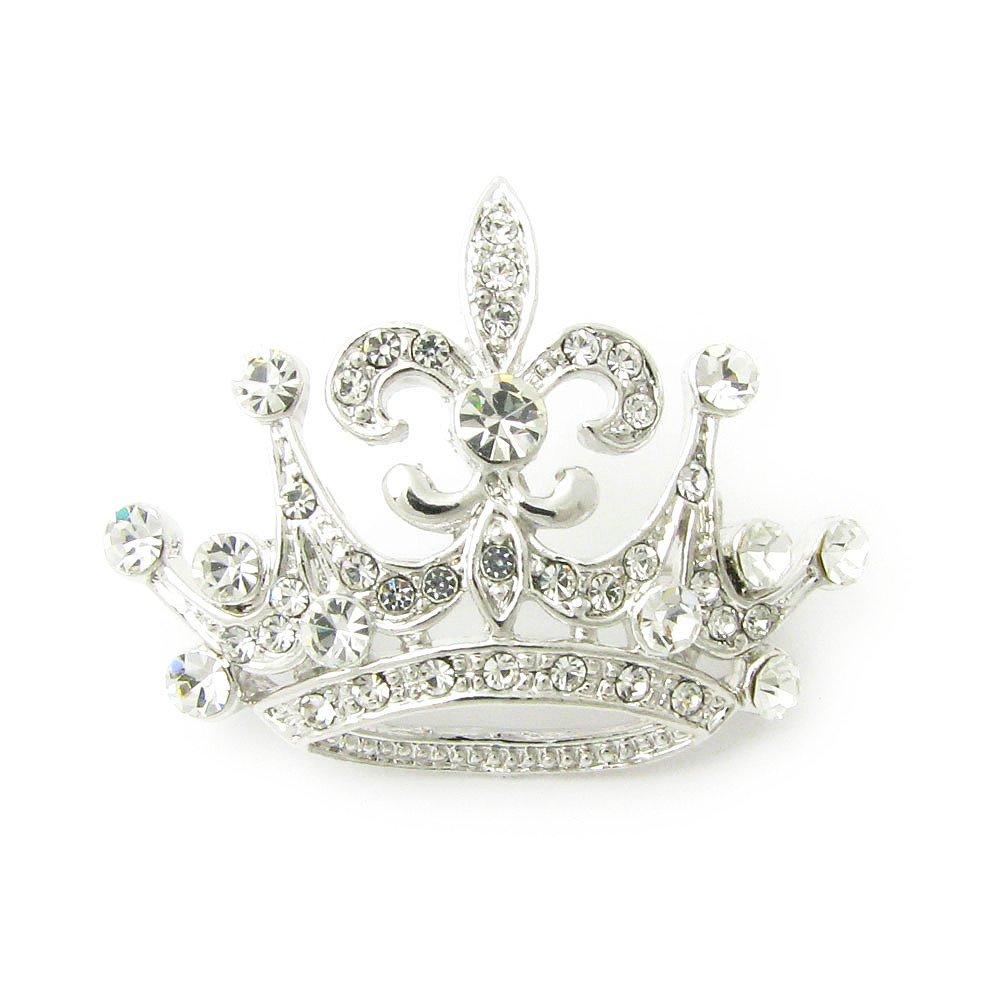 

GEM Plus Lapel KS40003 Brooch, Fleur-de-lis Emblem, Crown, Pin, (Silver Color)