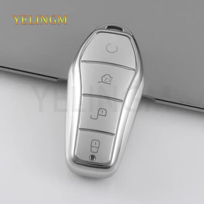 New Soft Quicksand Tpu Car Key Case For Byd Atto 3 Han Ev Dolphin 4 Buttons Remote Control Protect Cover Auto Accessories