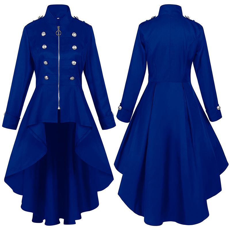 Retro Multi-color Swallowtail Trench Coat – Long Irregular Hem, Various Sizes