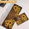 2PC Country Sunshine Sunflower Oil Painting Kitchen Mat Non Slip Oil Proof Runner Rug Cozy Living Room Bedroom Decor