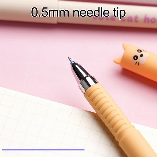 Yousheng 4Pcs Cute Cat Erasable Gel Pens 0.5mm Retractable Clip Pens with Eraser Tips Kawaii Cartoon Writing School Supplies