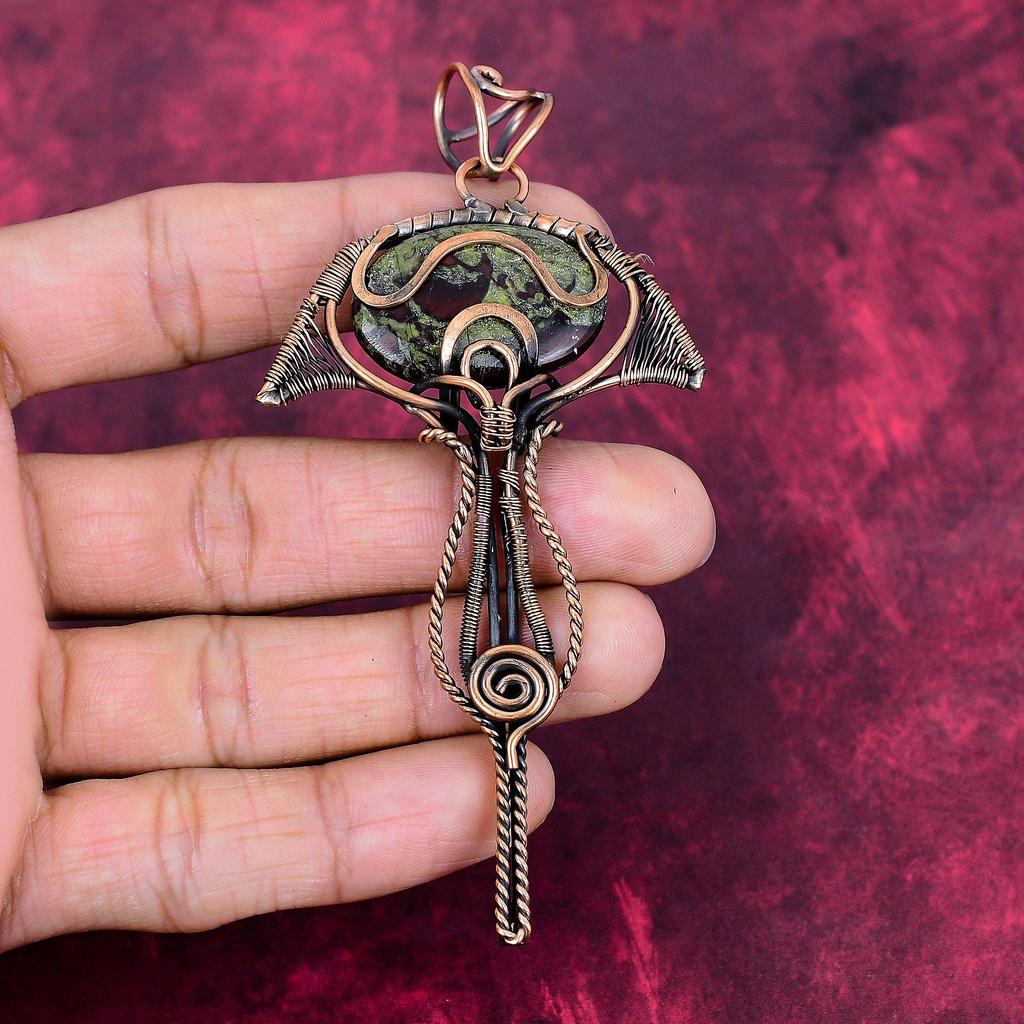 Dragon Bloodstone Pendant Copper Wire Wrapped Pendant Handmade Gemstone Jewelry