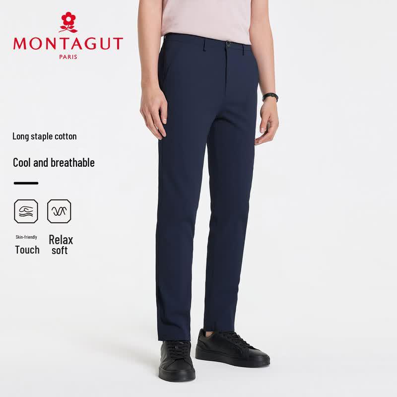 MONTAGUT Men's Casual Long-Staple Cotton Straight-Leg Pants