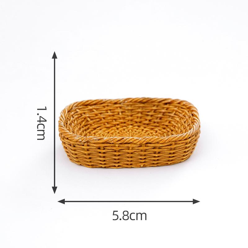 Dollhouse Simulated Rattan Basket Diy Decorative Accessories Mini Storage Box Small Ornaments