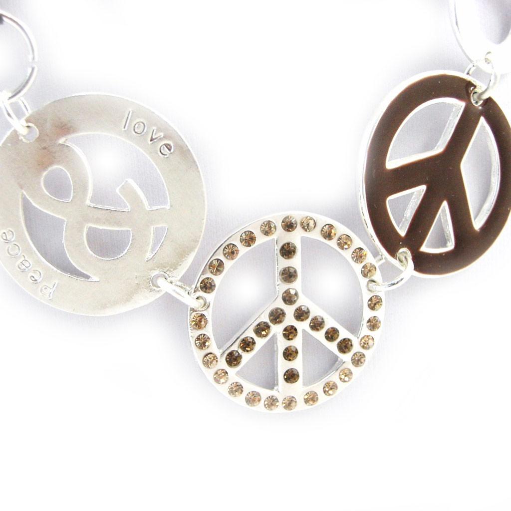 NOA [G5888] - Designer Long Necklace 'Peace' Brown White