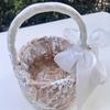 Elegante Cesta de Flores para Daminha de Casamento com Grande Laço de Cetim Cesta de Pétalas para Chá de Panela Decorações de Cerimônia de Casamento