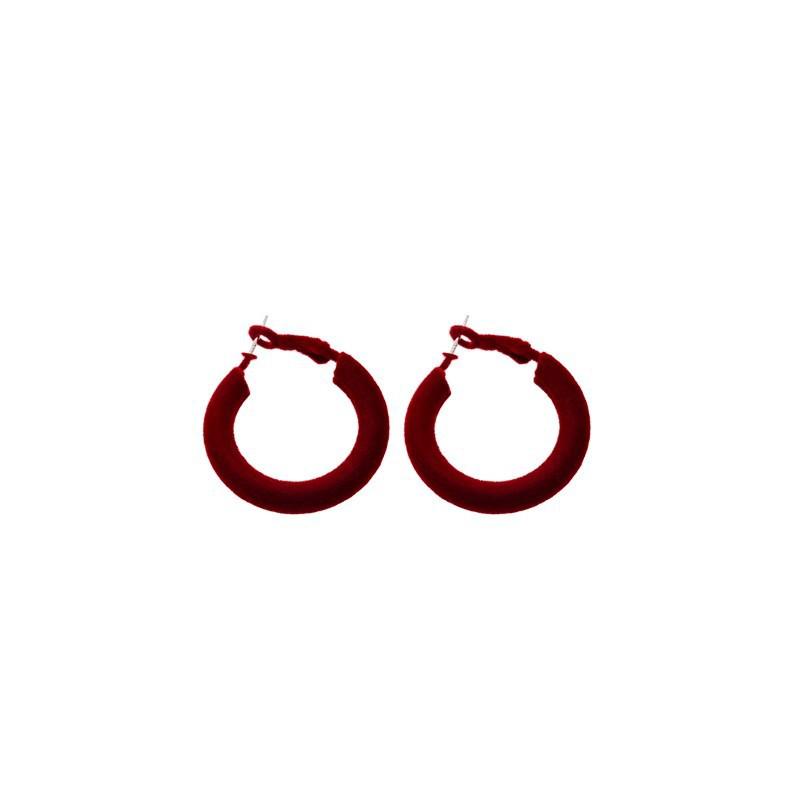 Ankola Red Flocking Large Circle Earrings for Women - Autumn/Winter Style, Bold, Versatile, High-End.
